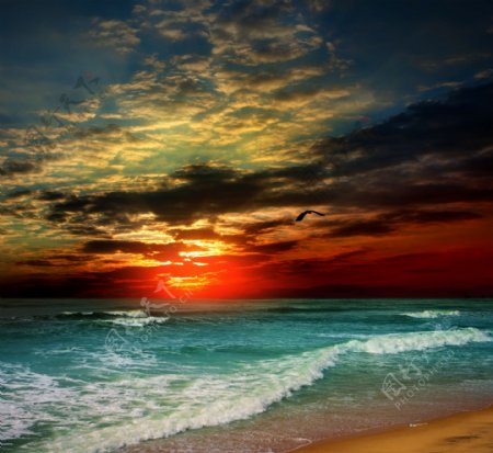 黄昏时的大海图片