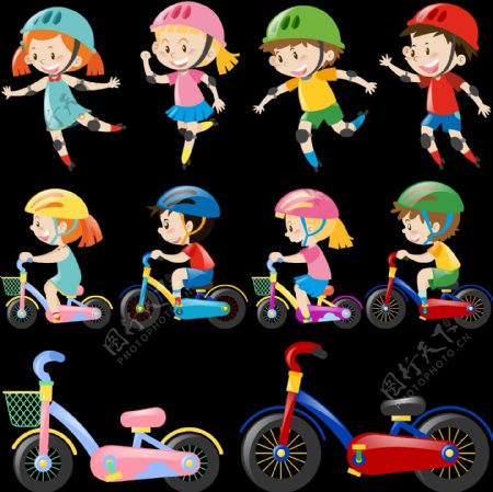 儿童玩具自行车插画免抠png透明图层素材