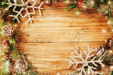 木板圣诞背景图片