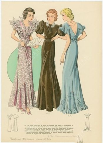 3款欧式长裙礼服设计图