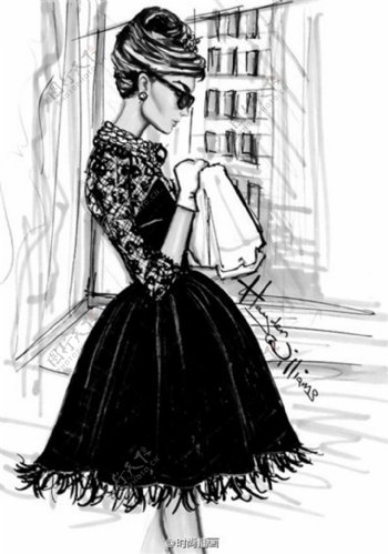 时尚黑色连衣裙设计图
