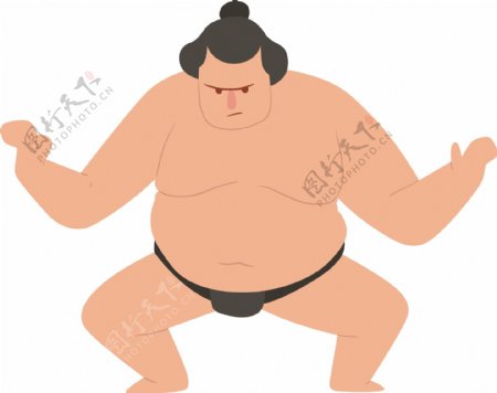 练习相扑武术的男人卡通插画矢量素材