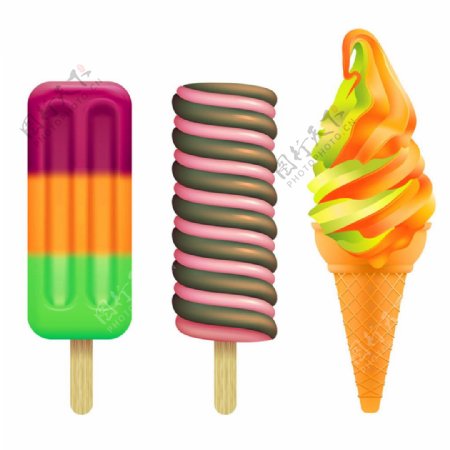 彩色冰棒和冰淇淋图片