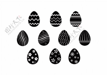 扁平黑白复活鸡蛋图标