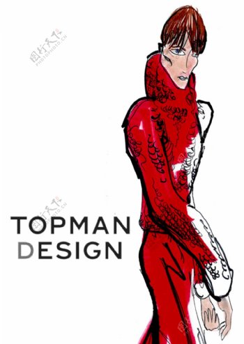 红色套装设计图