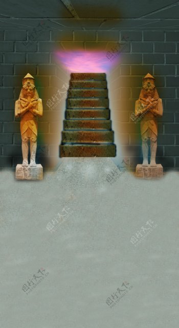 埃及古老雕像创意影楼摄影背景图片