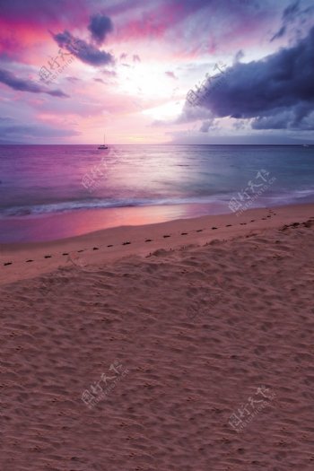 天空云彩大海沙滩影楼摄影背景图片