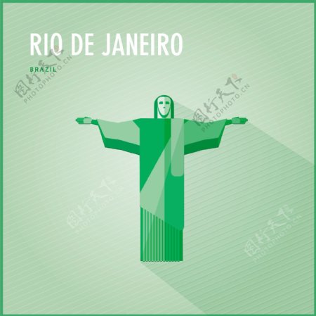 巴西里约热内卢耶稣像海报矢量素材下载