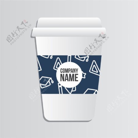 蓝色咖啡纸杯设计图片