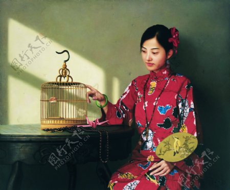 美女中国油画图片