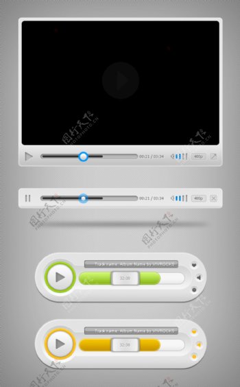 漂亮的视频播放器和音乐播放器PSD素材