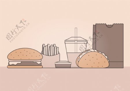 手绘快餐食物插画