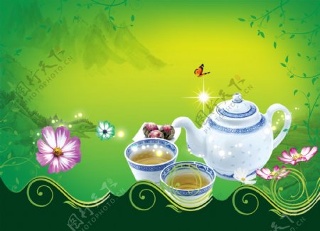 绿茶茶叶宣传单海报