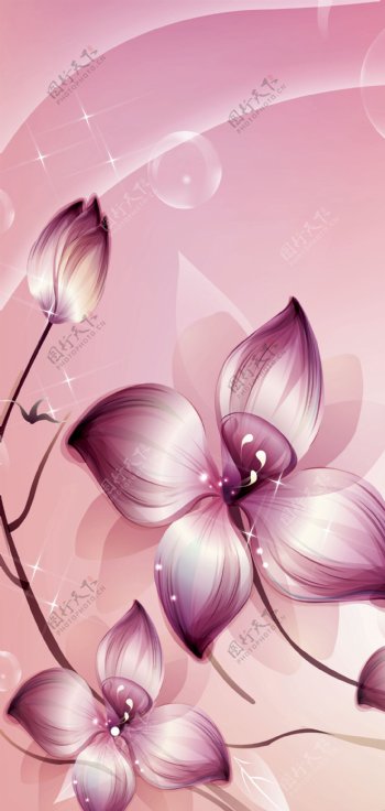 紫色花卉装饰画