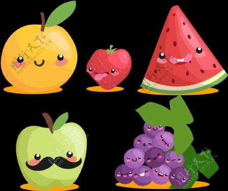 各种水果可爱插画图标免抠png透明素材