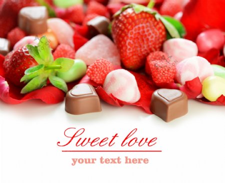 可爱爱心巧克力与草莓图片