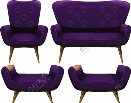 紫色沙发椅插图