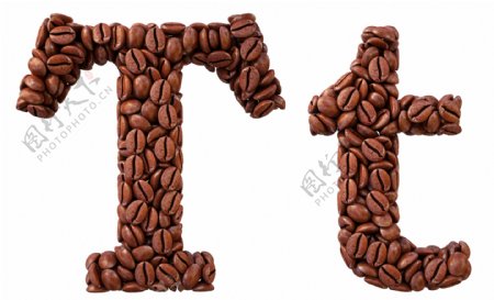 咖啡豆组成的字母图片