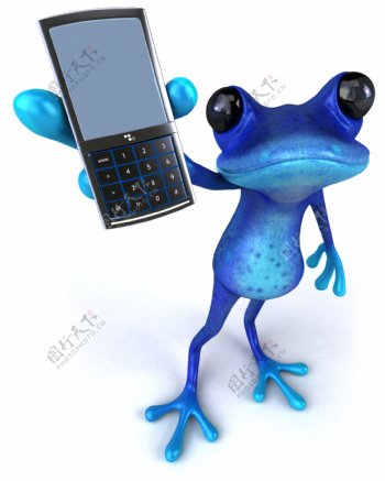 手拿手机的青蛙图片