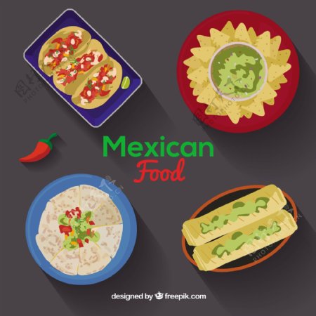 美味的墨西哥食品菜肴