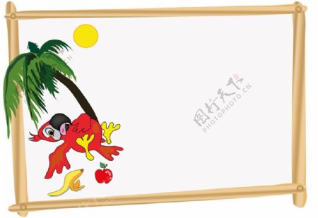 椰子鹦鹉相框边框图片