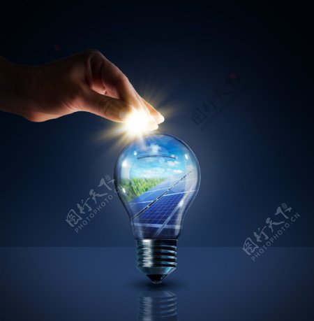 电灯泡与太阳能图片