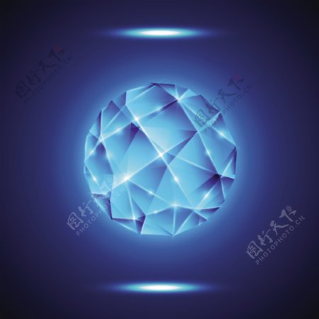 蓝色多面体钻石矢量背景素材