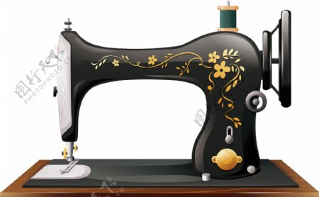 手绘缝纫机器元素