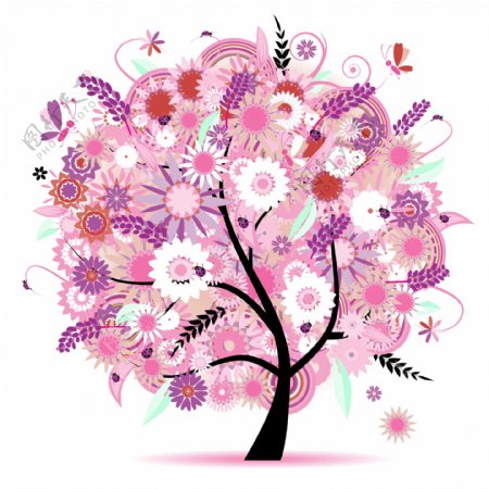 卡通花朵树装饰画