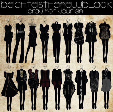 18款黑色系女装设计图