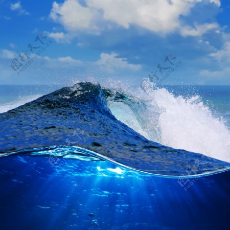 巨浪与海底世界图片