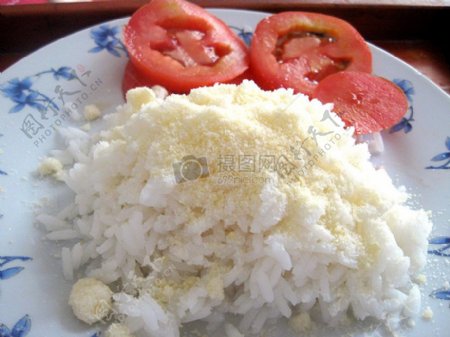 奶酪米饭和番茄