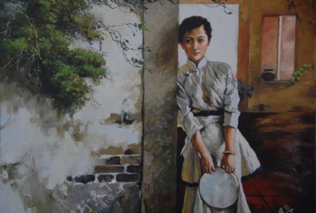 中国美女油画写生图片