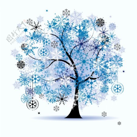 亮丽雪花树装饰画