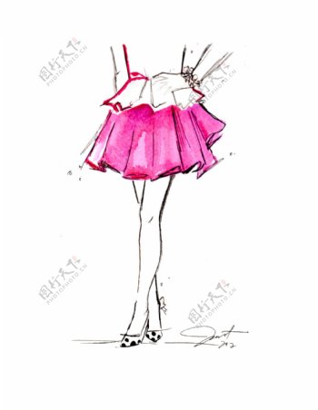 白粉色百褶裙