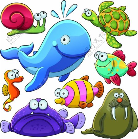 可爱卡通海洋动物