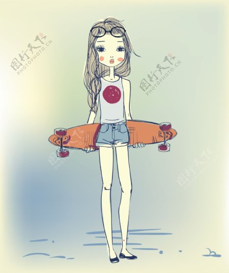 滑板女生