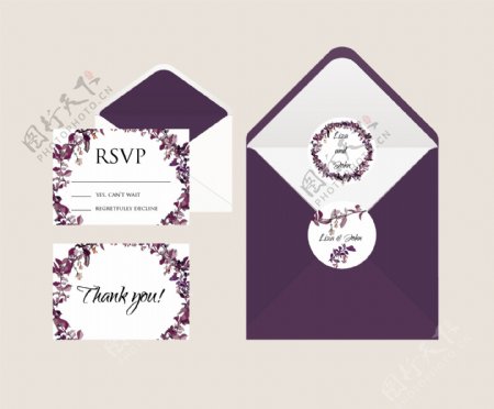 紫色婚礼邀请函