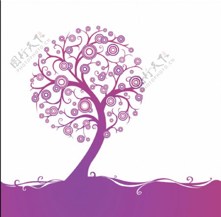 紫红色树花装饰画
