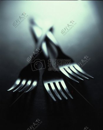 食物晚餐午餐餐吃厨房餐具银器餐具银器三叉子