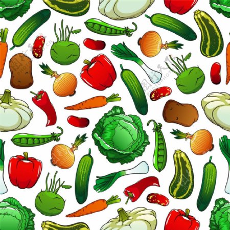卡通蔬菜无缝背景图片