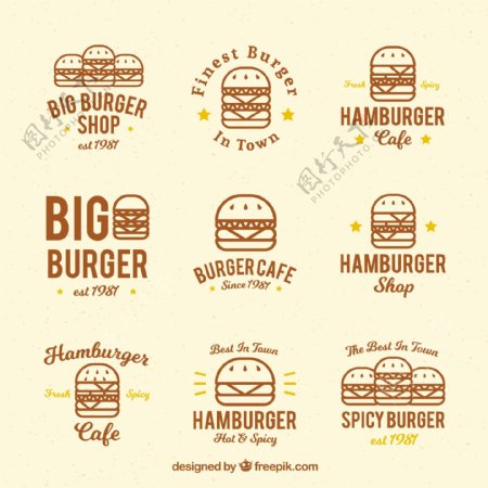 扁平风格汉堡插图标志图标