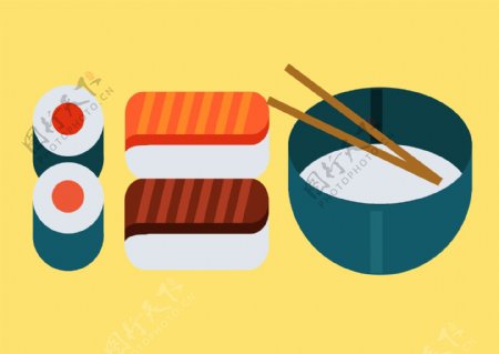 扁平化手绘日本寿司