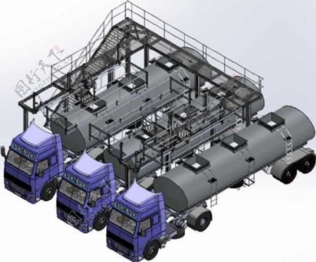 货车通道结构框架机械模型