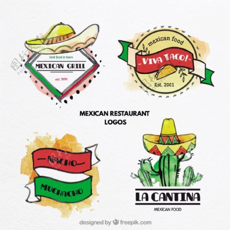 水彩画的墨西哥食品标志