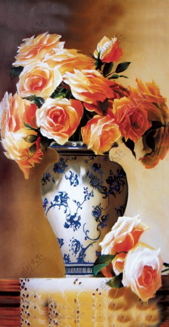 花瓶油画图片