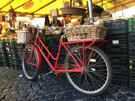 蔬菜街道市场自行车香料市场篮子