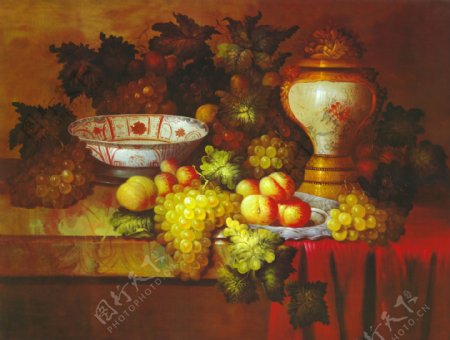 水果葡萄油画图片