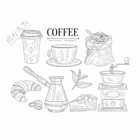 手绘咖啡宣传设计素材图片