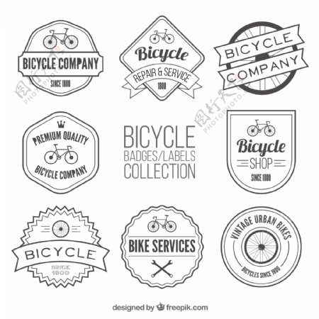 复古风格的自行车标签收藏